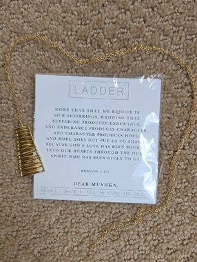Dear Mushka Ladder Gold Pendant Necklace 30" In Pkg